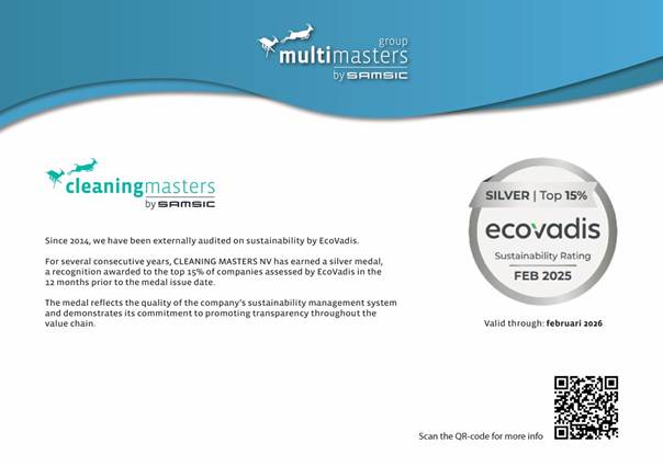Cleaning Masters EcoVadis zilveren medaille 2025